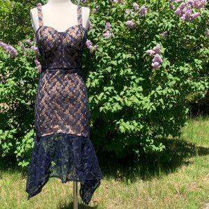 New with tags- Lace Navy and Nude Mermaid Hem Dress
